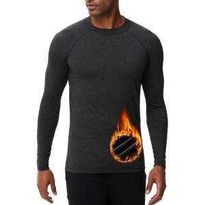 imageHUGE SPORTS Mens Thermal Base Layer Top for Winter Moisture Wicking Athletic Shirts for Skiing Running WorkoutGray