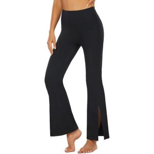imageHUGE SPORTS Women Flare Pants High Waisted Bell Bottom Pants Yoga Flared Leggings with Front Split