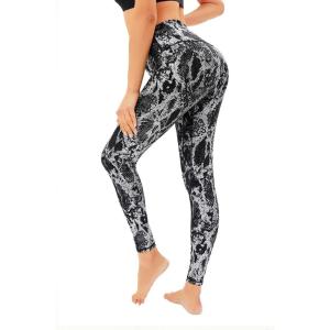 imageHUGE SPORTS Womens High Waisted Tummy Control Yoga Leggings with Pocket Running Workout Pants Active TightsBlack Silver