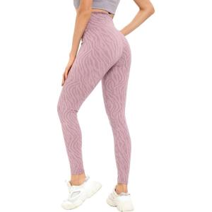 imageHUGE SPORTS Womens High Waisted Tummy Control Yoga Leggings with Pocket Running Workout Pants Active TightsPurple Zebra