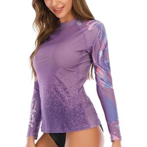 imageHUGE SPORTS Womens Rash Guard Long Sleeve Sun Protection UPF 50 Swimwear Shirts Quick Dry Swimsuit Surf TopCobra
