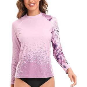 imageHUGE SPORTS Womens Rash Guard Long Sleeve Sun Protection UPF 50 Swimwear Shirts Quick Dry Swimsuit Surf TopJaguar