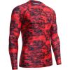 imageHUGE SPORTS Mens UV Sun Protection UPF 50 Full Digital Print Rash Guard Long Sleeves Pixel Red XL