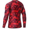 imageHUGE SPORTS Mens UV Sun Protection UPF 50 Full Digital Print Rash Guard Long Sleeves Pixel Red XL