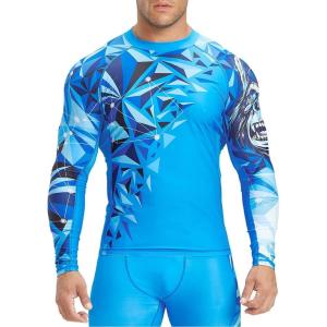 imageHUGE SPORTS Mens BJJ Rash Guard Long Sleeve Compression Rashguard for MMA Jiu Jitsu Wrestling Beast LayerKing Kong