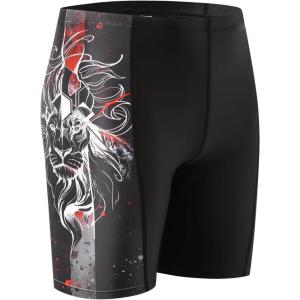 imageHUGE SPORTS Mens Swim Jammers Quick Dry Jammer Swimsuit Atheletic Racing Swim ShortsBlack Lion