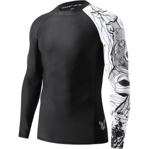 imageHUGE SPORTS Mens Swim Shirts Long Sleeve UPF 50 Rash Guard Sun Shirts UV Sun ProtectionBlack Bear