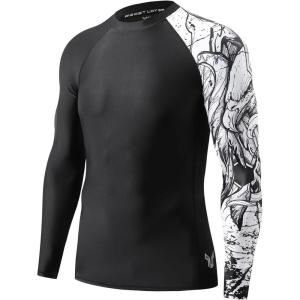 imageHUGE SPORTS Mens Swim Shirts Long Sleeve UPF 50 Rash Guard Sun Shirts UV Sun ProtectionBlack Eagle