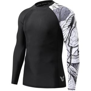 imageHUGE SPORTS Mens Swim Shirts Long Sleeve UPF 50 Rash Guard Sun Shirts UV Sun ProtectionBlack Snake
