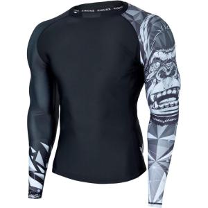 imageHUGE SPORTS Mens Swim Shirts Long Sleeve UPF 50 Rash Guard Sun Shirts UV Sun ProtectionKing Kong