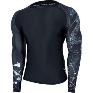 imageHUGE SPORTS Mens Swim Shirts Long Sleeve UPF 50 Rash Guard Sun Shirts UV Sun ProtectionLined Cobra