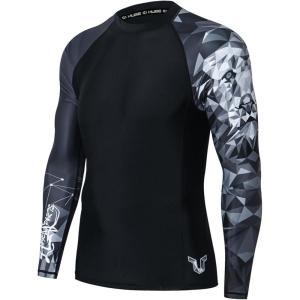 imageHUGE SPORTS Mens Swim Shirts Long Sleeve UPF 50 Rash Guard Sun Shirts UV Sun ProtectionLion