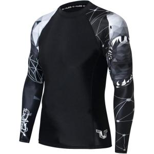 imageHUGE SPORTS Mens Swim Shirts Long Sleeve UPF 50 Rash Guard Sun Shirts UV Sun ProtectionShark