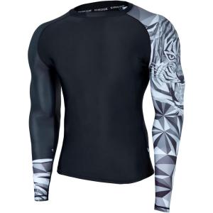 imageHUGE SPORTS Mens Swim Shirts Long Sleeve UPF 50 Rash Guard Sun Shirts UV Sun ProtectionTiger
