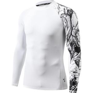imageHUGE SPORTS Mens Swim Shirts Long Sleeve UPF 50 Rash Guard Sun Shirts UV Sun ProtectionWhite Eagle