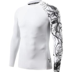 imageHUGE SPORTS Mens Swim Shirts Long Sleeve UPF 50 Rash Guard Sun Shirts UV Sun ProtectionWhite Lion