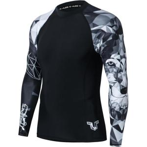 imageHUGE SPORTS Mens Swim Shirts Long Sleeve UPF 50 Rash Guard Sun Shirts UV Sun ProtectionWolf