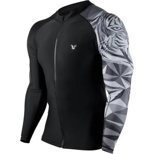imageHUGE SPORTS Mens Swim Shirts Long Sleeve Zip Rash Guard UPF 50 Sun Protective Quick DryingTiger