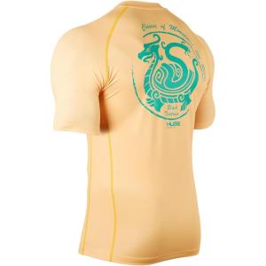 imageHUGE SPORTS Mens UPF 50 Shorts Sleeve Swim Shirts Quick Dry Rash GuardOrange