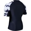 imageHUGE SPORTS Mens Rash Guard Short Sleeves UPF 50 UV Sun Protection Quick Drying Splice Compression Swim ShirtsBlack White