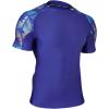 imageHUGE SPORTS Mens Rash Guard Short Sleeves UPF 50 UV Sun Protection Quick Drying Splice Compression Swim ShirtsTropical Style