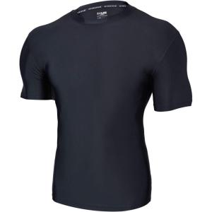 imageHUGE SPORTS Mens Rash Guard Short Sleeves UPF 50 UV Sun Protection Quick Drying Splice Compression Swim ShirtsBlack
