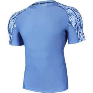 imageHUGE SPORTS Mens Rash Guard Short Sleeves UPF 50 UV Sun Protection Quick Drying Splice Compression Swim ShirtsBlue Spot