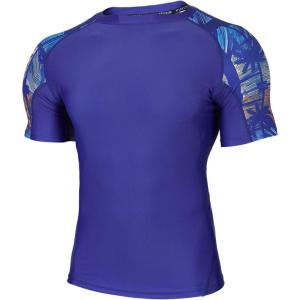 imageHUGE SPORTS Mens Rash Guard Short Sleeves UPF 50 UV Sun Protection Quick Drying Splice Compression Swim ShirtsTropical Style