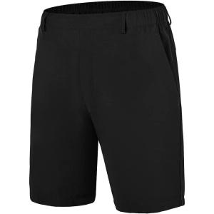 imageHUGE SPORTS Mens Stretch Golf Shorts Quick Dry Lightweight Flat Front Casual Workout ShortsBlack