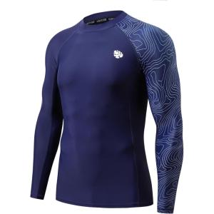 imageHUGE SPORTS Mens Rash Guard Long Sleeves UPF 50 UV Sun Protection Quick Drying Splice Compression Swim ShirtsPatriot Blue