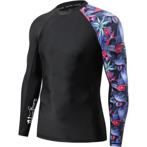 imageHUGE SPORTS Mens Rash Guard Long Sleeves UPF 50 UV Sun Protection Quick Drying Splice Compression Swim ShirtsPurple Bird