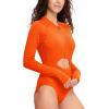 imageHUGE SPORTS Womens One Piece Swimsuits Cutout High Cut Bathing Suit Long Sleeve Swimwear Rash Guard for Women