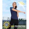imageHUGE SPORTS Womens UPF 50 UV Protection Sun Shirts Short Sleeve Quick Dry Rash Guard Swim Gym Workout TopsLeopard Navy