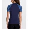 imageHUGE SPORTS Womens UPF 50 UV Protection Sun Shirts Short Sleeve Quick Dry Rash Guard Swim Gym Workout TopsLeopard Navy