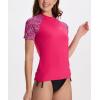 imageHUGE SPORTS Womens UPF 50 UV Protection Sun Shirts Short Sleeve Quick Dry Rash Guard Swim Gym Workout TopsLeopard Pink