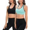 imageHUGE SPORTS Women Racerback Sports Bras 2 Pack Seamless Medium Impact Yoga Gym Workout BraBlack Blue