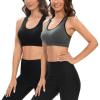 imageHUGE SPORTS Women Racerback Sports Bras 2 Pack Seamless Medium Impact Yoga Gym Workout BraBlack Grey