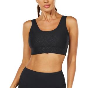 imageHUGE SPORTS Womens Sports Bra Light Support Athletic Running Yoga Bra Workout Top for WomenBlack