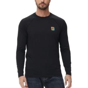 imageHUGE SPORTS Mens UPF 50 UV Sun Protection Shirts Long Sleeve Quick Dry Rash Guard for Swimming Fishing Hiking RunningBlack