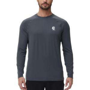 imageHUGE SPORTS Mens UPF 50 UV Sun Protection Shirts Long Sleeve Quick Dry Rash Guard for Swimming Fishing Hiking RunningGrey