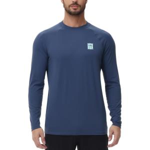 imageHUGE SPORTS Mens UPF 50 UV Sun Protection Shirts Long Sleeve Quick Dry Rash Guard for Swimming Fishing Hiking RunningNavy