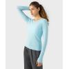 imageHUGE SPORTS Womens Seamless Workout Sports Shirts Long Sleeve Running Yoga Top Shirts Thumbholes Base Layer TopBlue