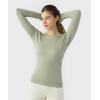 imageHUGE SPORTS Womens Seamless Workout Sports Shirts Long Sleeve Running Yoga Top Shirts Thumbholes Base Layer TopLight Green