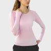 imageHUGE SPORTS Womens Seamless Workout Sports Shirts Long Sleeve Running Yoga Top Shirts Thumbholes Base Layer TopPink