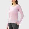 imageHUGE SPORTS Womens Seamless Workout Sports Shirts Long Sleeve Running Yoga Top Shirts Thumbholes Base Layer TopPink