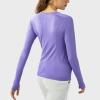 imageHUGE SPORTS Womens Seamless Workout Sports Shirts Long Sleeve Running Yoga Top Shirts Thumbholes Base Layer TopPurple