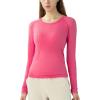 imageHUGE SPORTS Womens Seamless Workout Sports Shirts Long Sleeve Running Yoga Top Shirts Thumbholes Base Layer TopRed