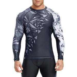 imageHUGE SPORTS Mens BJJ Rash Guard Long Sleeve Compression Rashguard for MMA Jiu Jitsu Wrestling Beast Layer