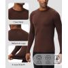 imageHUGE SPORTS Thermal Underwear for Men Turtleneck Long Sleeve Thermal Shirts Fleece Lined Base Layer Thermal Underwear TopDarkbrown Crewneck