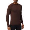 imageHUGE SPORTS Thermal Underwear for Men Turtleneck Long Sleeve Thermal Shirts Fleece Lined Base Layer Thermal Underwear TopDarkbrown Crewneck